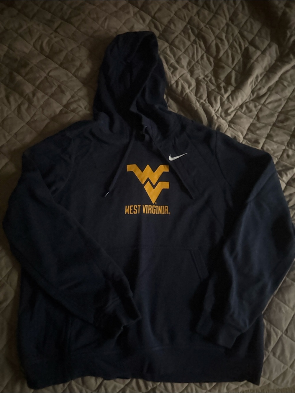Nike Navy West Virginia Hoodie with Gold Logo - Unisex L